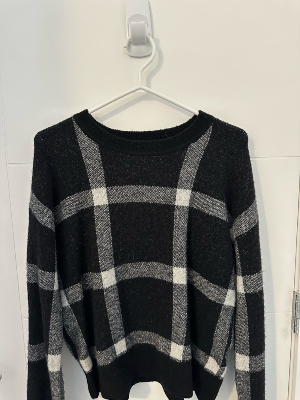 Zara Black Plaid Crewneck Sweater